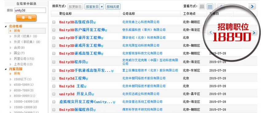 unity3d招聘職位